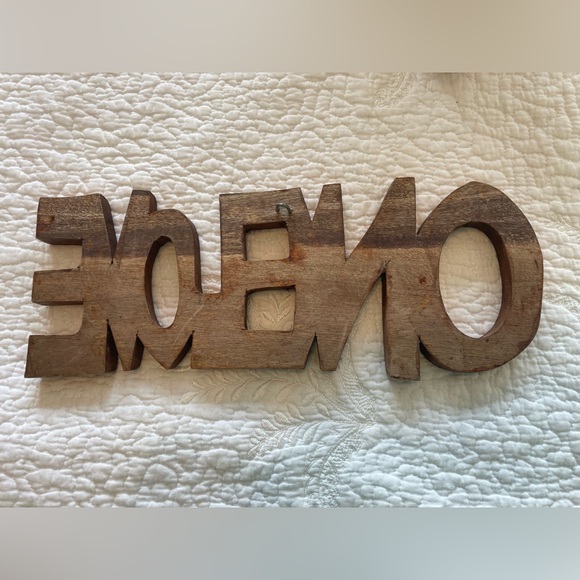 ONE LOVE wooden wall decor - made of one piece of solid wood - Picture 3 of 5